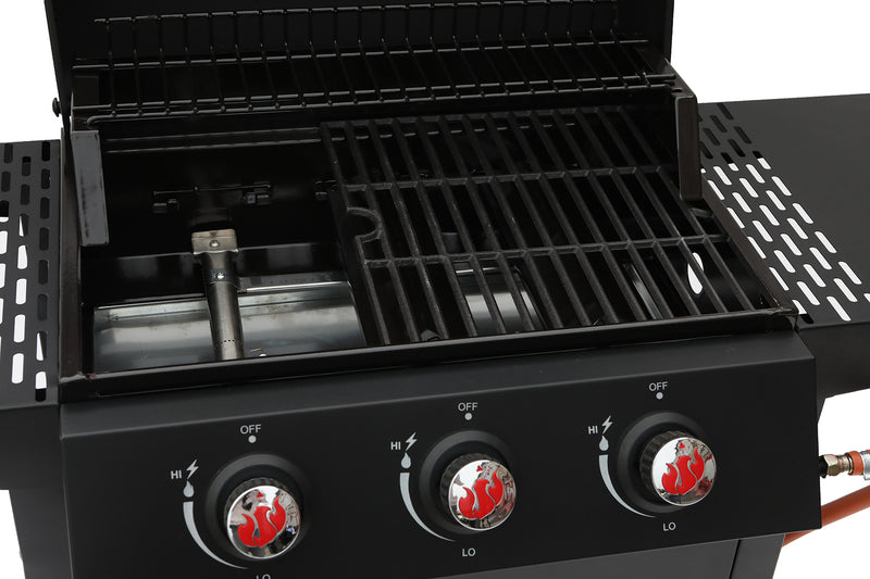 Landmann Gasgrill 3.0, Vy över kontrollplanel samt grillgaller