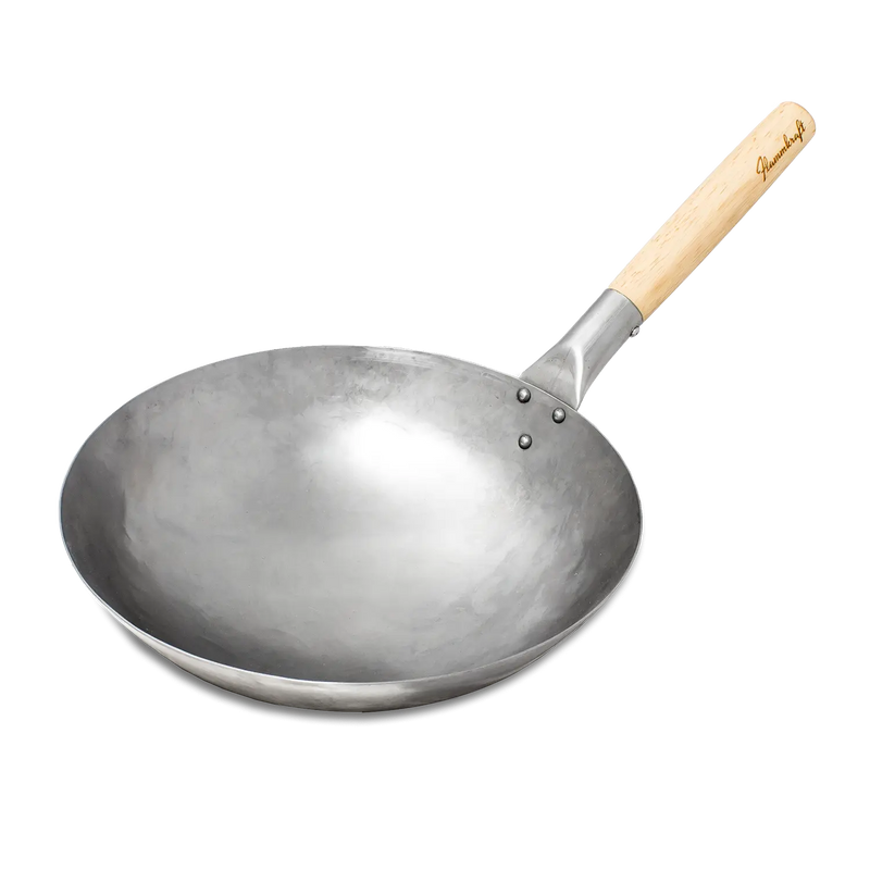 Wok till BLOCK D (Gen. 5) - Handhamrad stålwok med hållare